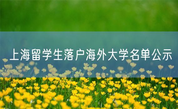 上海留学生落户海外大学名单公示