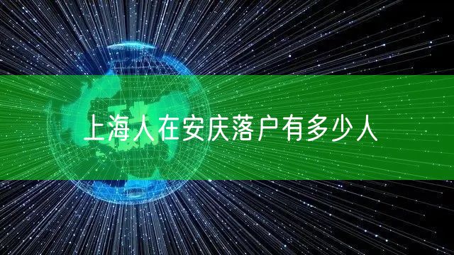 上海人在安庆落户有多少人