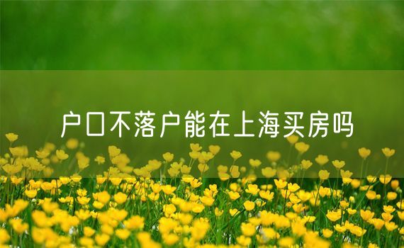 户口不落户能在上海买房吗