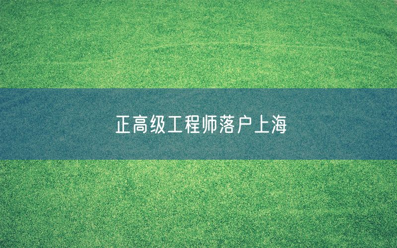 正高级工程师落户上海