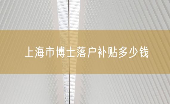 上海市博士落户补贴多少钱