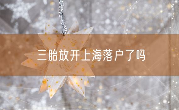 三胎放开上海落户了吗