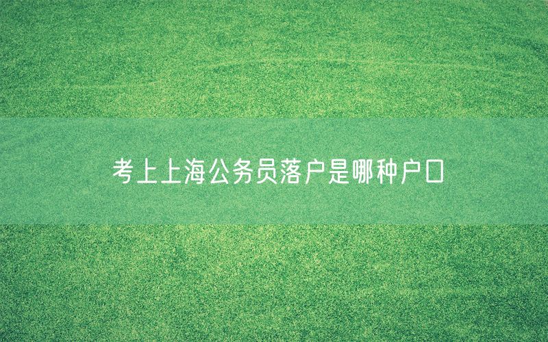 考上上海公务员落户是哪种户口