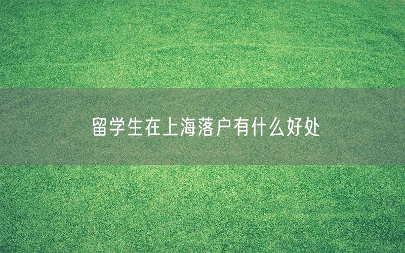 留学生在上海落户有什么好处