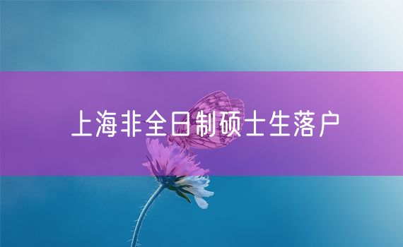 上海非全日制硕士生落户