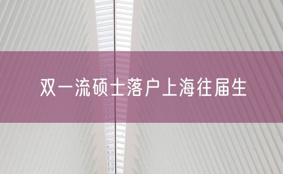 双一流硕士落户上海往届生