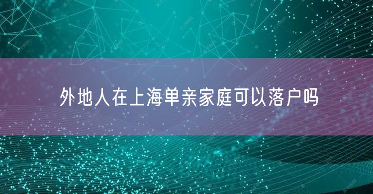 外地人在上海单亲家庭可以落户吗