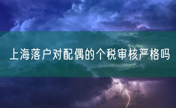 上海落户对配偶的个税审核严格吗