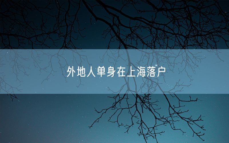 外地人单身在上海落户