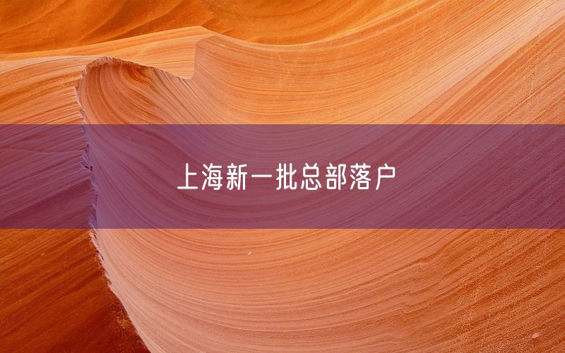 上海新一批总部落户
