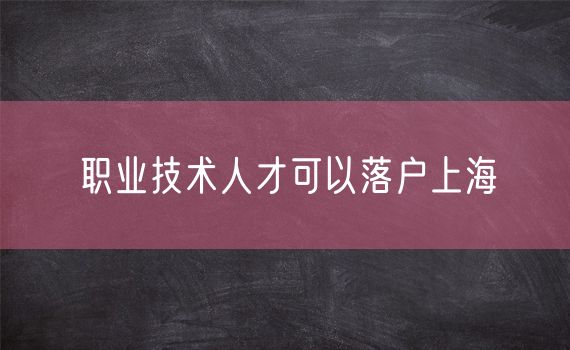 职业技术人才可以落户上海