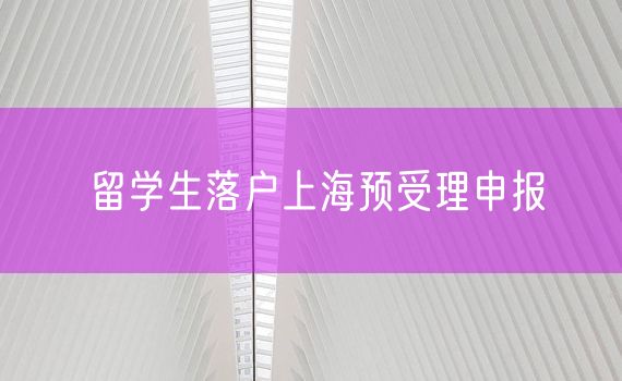 留学生落户上海预受理申报