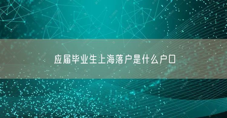 应届毕业生上海落户是什么户口
