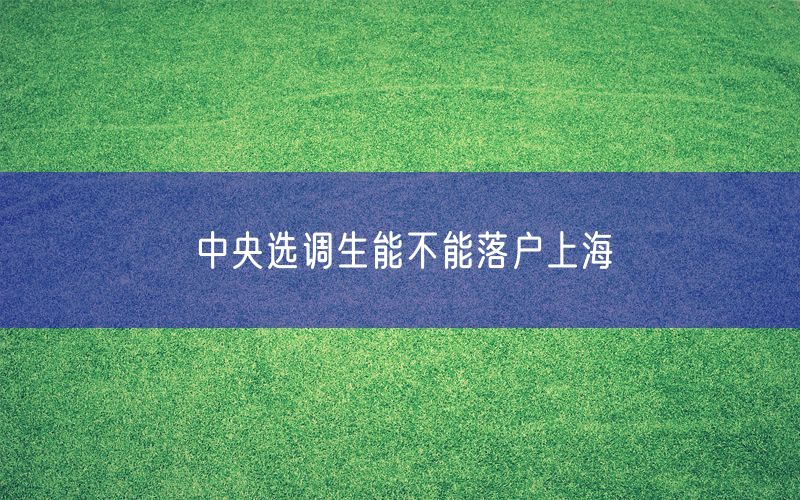 中央选调生能不能落户上海