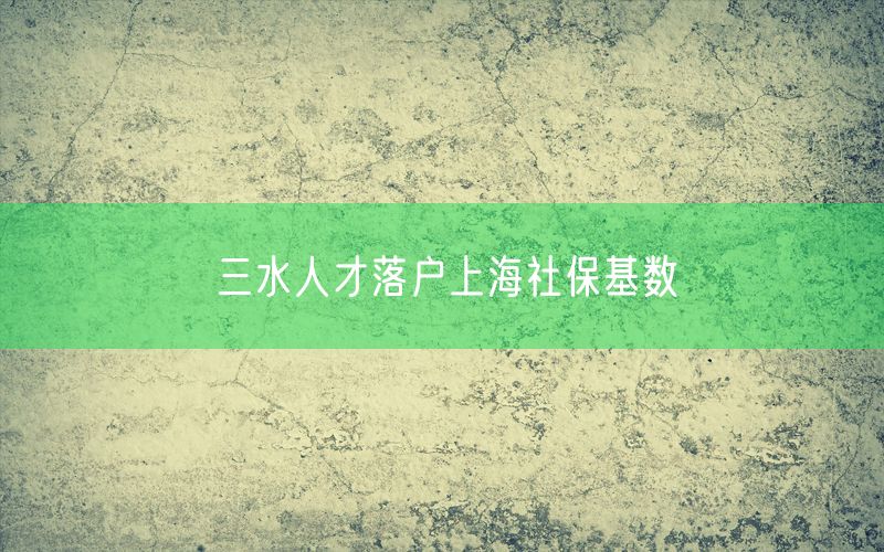 三水人才落户上海社保基数