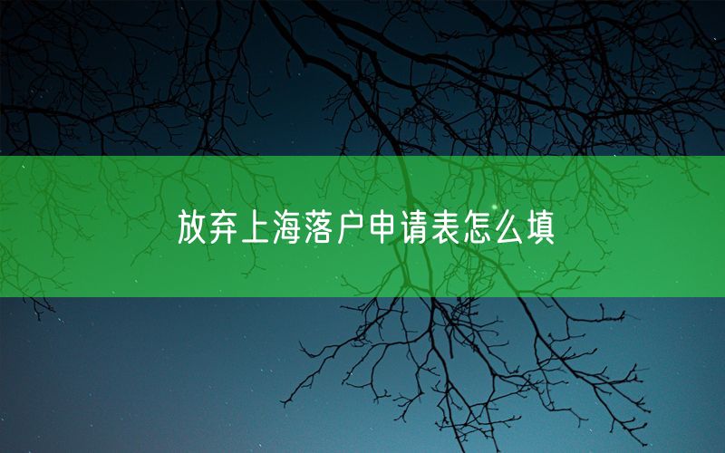 放弃上海落户申请表怎么填