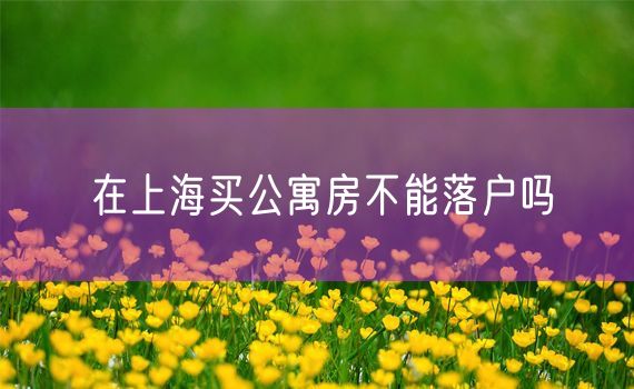 在上海买公寓房不能落户吗