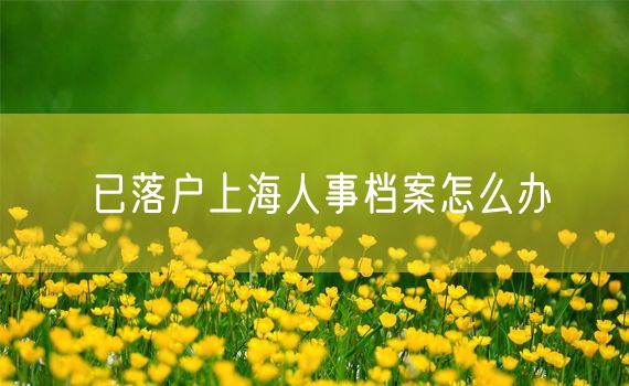 已落户上海人事档案怎么办