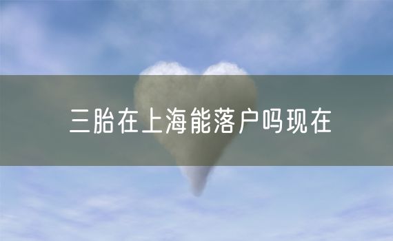 三胎在上海能落户吗现在