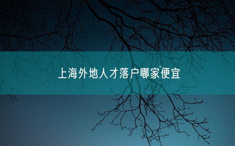 上海外地人才落户哪家便宜