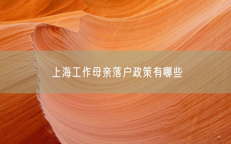 上海工作母亲落户政策有哪些