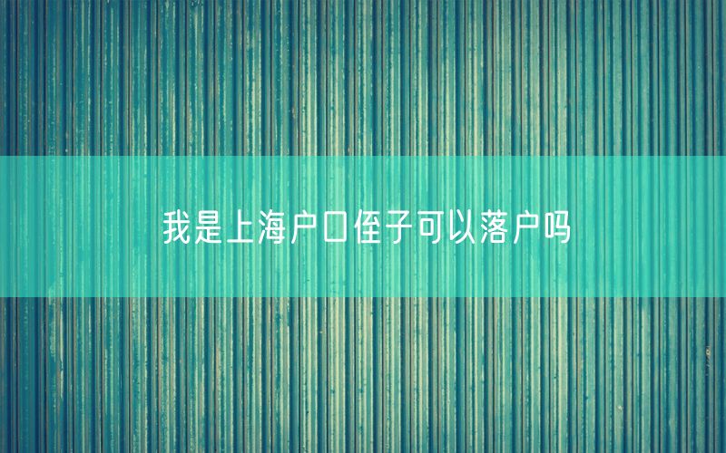 我是上海户口侄子可以落户吗