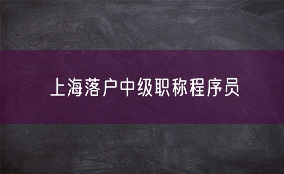 上海落户中级职称程序员