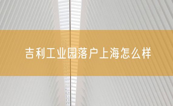 吉利工业园落户上海怎么样