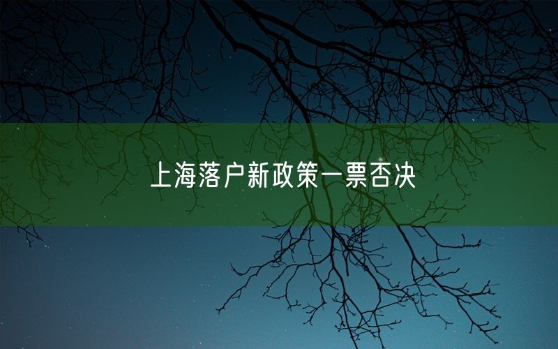 上海落户新政策一票否决