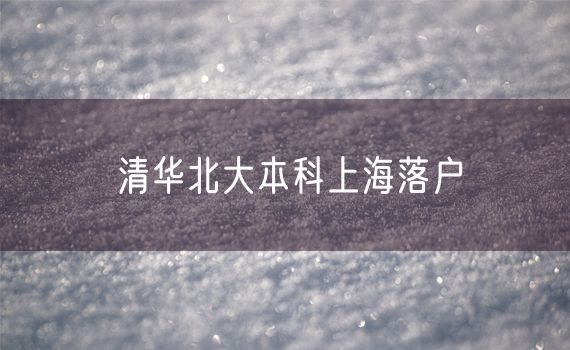 清华北大本科上海落户