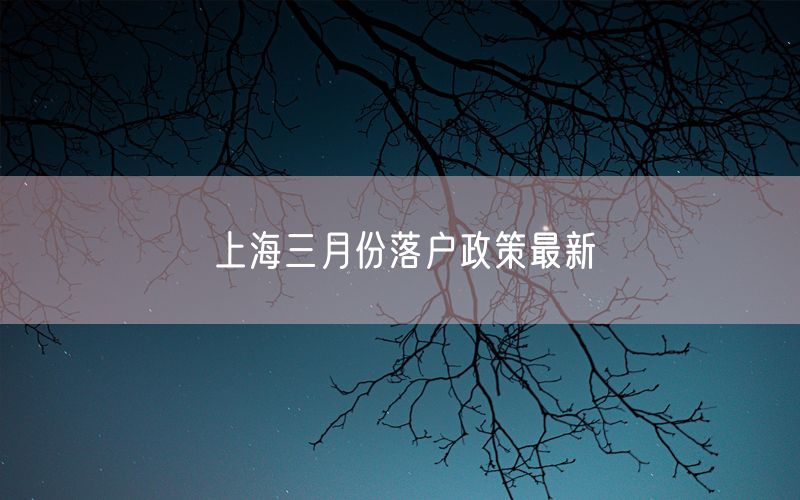 上海三月份落户政策最新