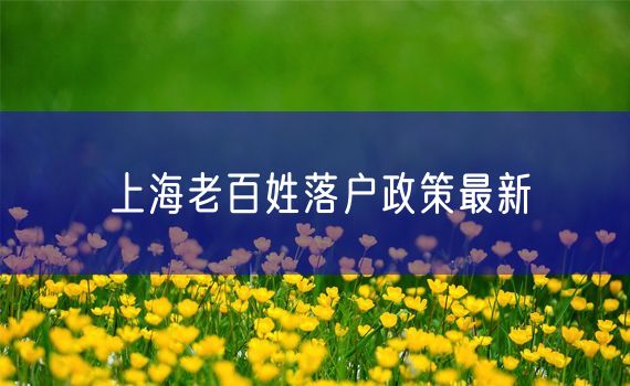 上海老百姓落户政策最新