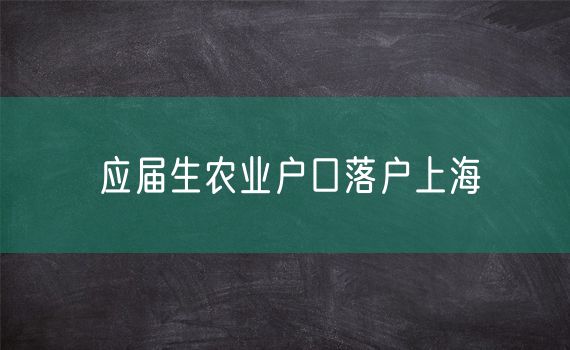 应届生农业户口落户上海