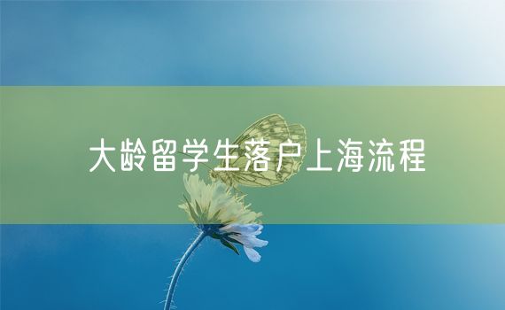 大龄留学生落户上海流程