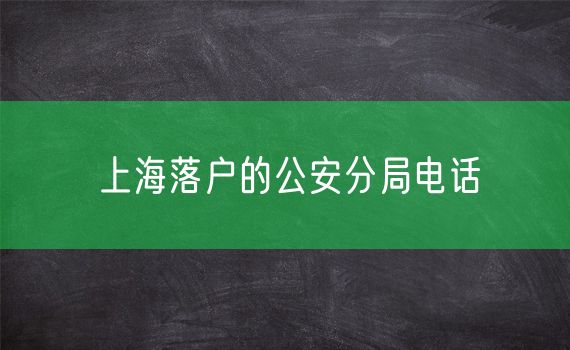 上海落户的公安分局电话