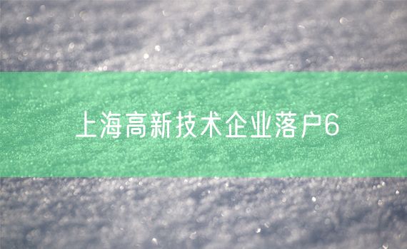 上海高新技术企业落户6