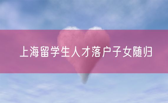 上海留学生人才落户子女随归
