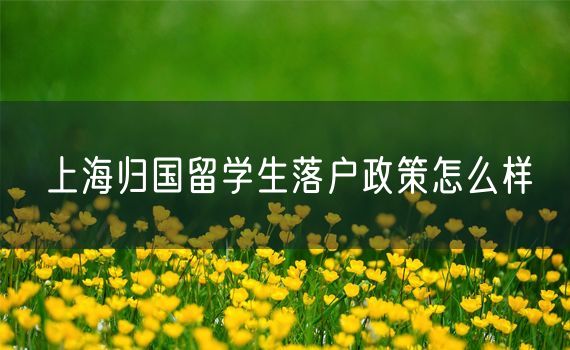 上海归国留学生落户政策怎么样