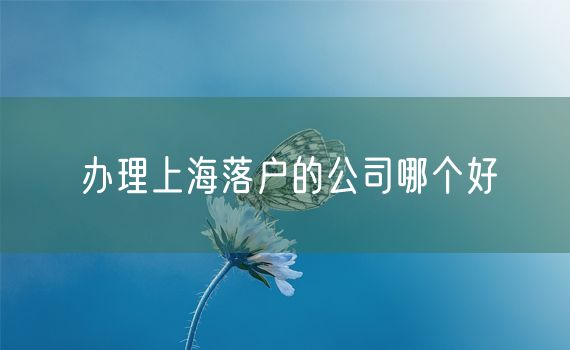 办理上海落户的公司哪个好