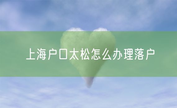 上海户口太松怎么办理落户