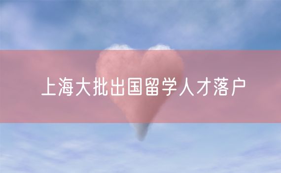 上海大批出国留学人才落户