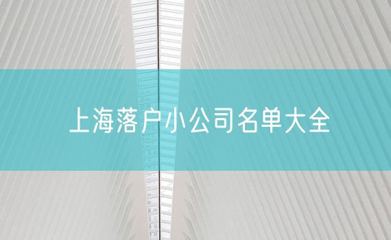 上海落户小公司名单大全
