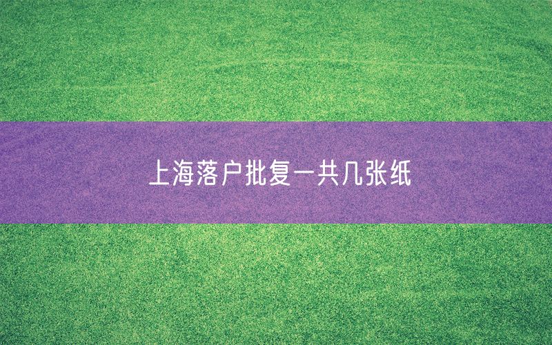 上海落户批复一共几张纸