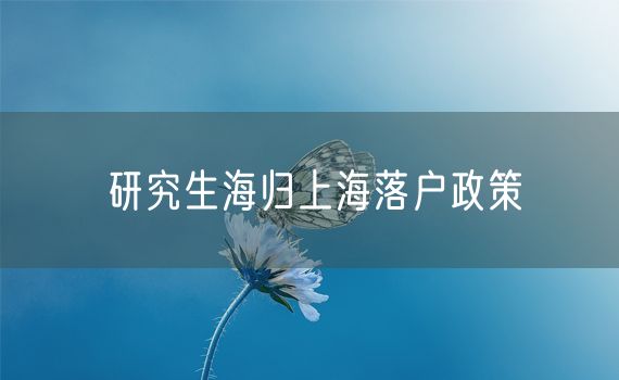 研究生海归上海落户政策