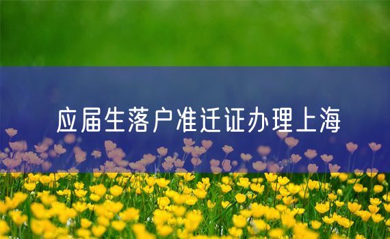 应届生落户准迁证办理上海