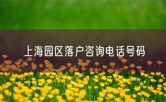 上海园区落户咨询电话号码