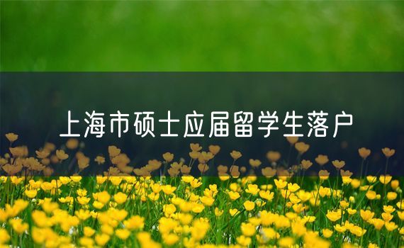 上海市硕士应届留学生落户