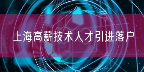 上海高薪技术人才引进落户