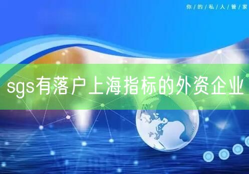 sgs有落户上海指标的外资企业