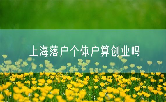 上海落户个体户算创业吗